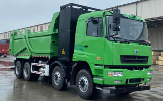 China Geely, baterai CATL, pertukaran baterai 282 derajat, truk dump listrik murni 8X4 M7 untuk transportasi limbah kota
